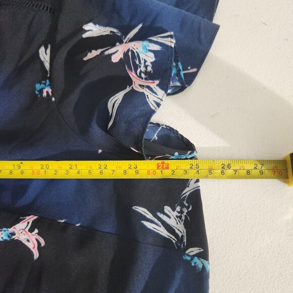 Lane Bryant Womens Navy Floral Short Sleeve Blouse Size 18 Polyester Lightweight - Picture 12 of 16